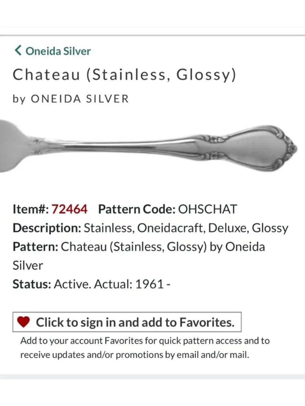 Oneida Silver Chateau Stainless Glossy Flatware replacement Set - 6 Pieces silve